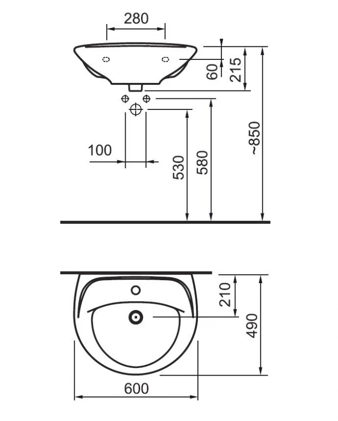 JIKA PRO lavabo 60cm 07910