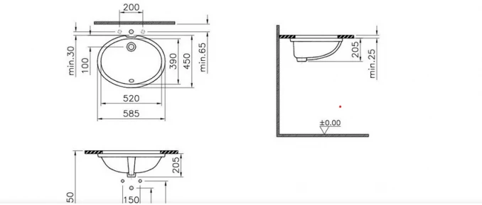 S20 podgradni lavabo 52cm 6069B003-0012