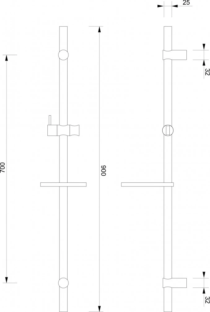 Klizna sipka mesingana 90cm sa drzacem sapuna C-05-5001