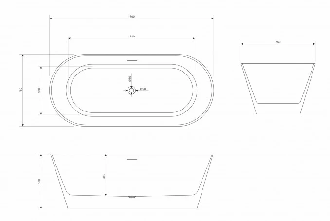 Kada samostojeća COPEN JUDY 1700x750x570mm sjajna bijela C-08-2001W