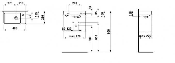 Lavabo LAUFEN PRO S desni 48x28 H8159540001041