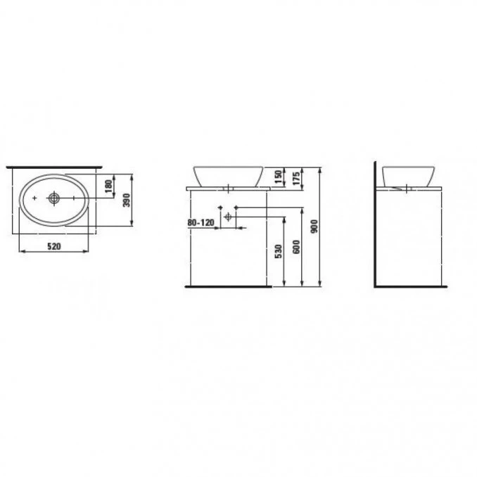 Lavabo nadgradni LAUFEN PRO B 52x39 H8129640001121