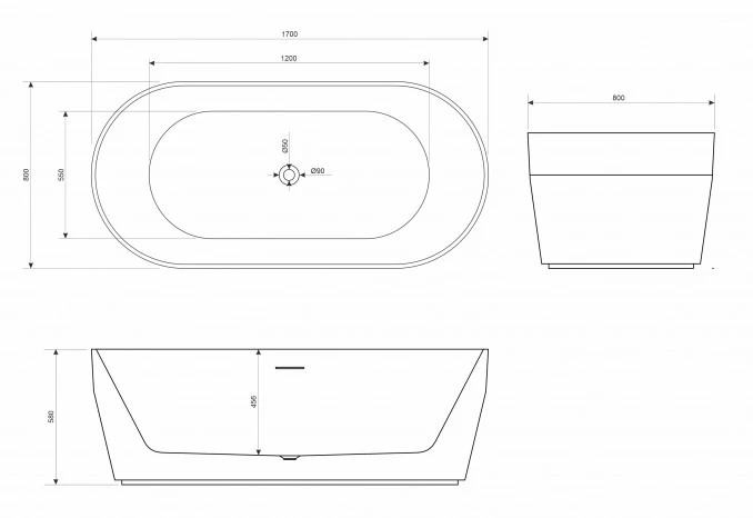 Kada samostojeca COPEN GINGER 1700x800x580mm bež/mat bijela C-08-L1003B/MW